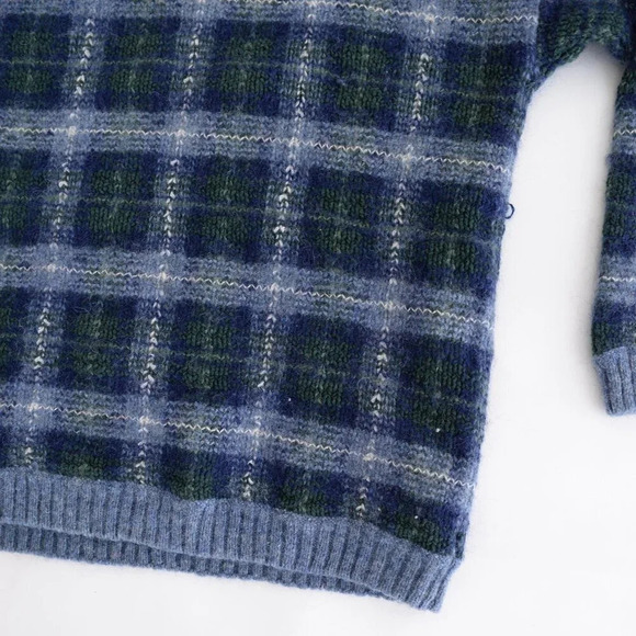 Vintage Northern Reflections Navy &  Blue Checker 48% Wool Crewneck Sweater XL - Picture 6 of 14